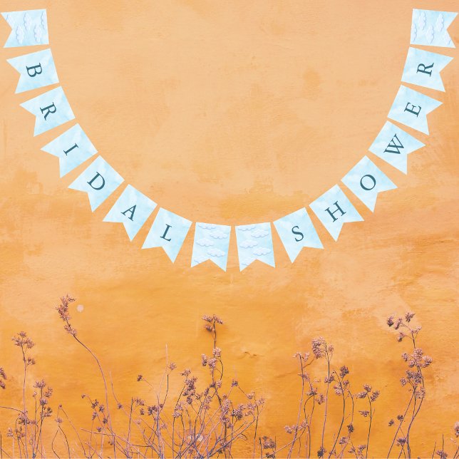 Sie ist auf Cloud 9 Dreamy Sky Blue Brautparty Wimpelkette (On Cloud 9 Dreamy Sky Blue Bridal Shower Bunting Flag )