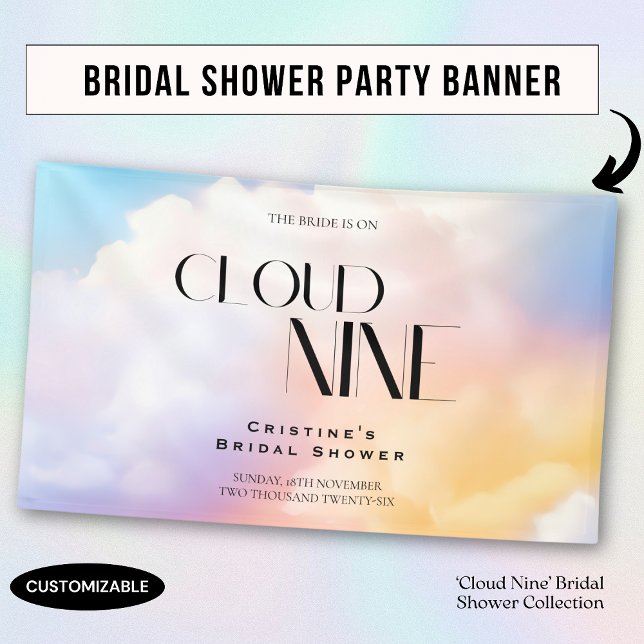 Sie ist auf Cloud 9 farbiges Pastel-Brautparty Banner (Von Creator hochgeladen)