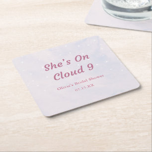Sie ist auf Cloud 9 Pastell Traumhafte Brautparty  Rechteckiger Pappuntersetzer