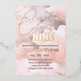 Sie ist auf Cloud 9 Rose Gold Elegantes Brautparty Folieneinladung