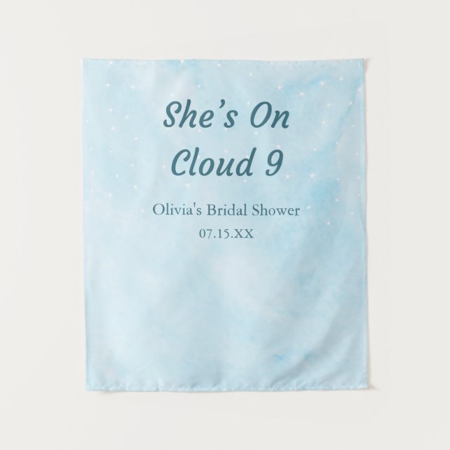 Sie ist auf Cloud 9 Sky Blue Brautparty Hintergrun Wandteppich (Vorderseite)