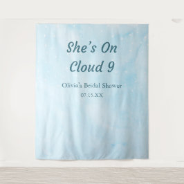 Sie ist auf Cloud 9 Sky Blue Brautparty Hintergrun Wandteppich