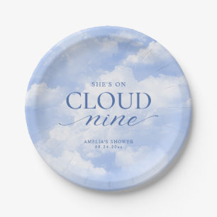 Sie ist auf Cloud Nine Blue Brautparty Pappteller