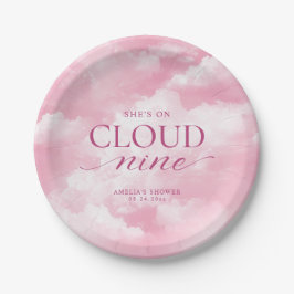Sie ist auf Cloud Nine Pink Brautparty Pappteller