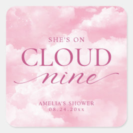 Sie ist auf Cloud Nine Pink Brautparty Quadratischer Aufkleber
