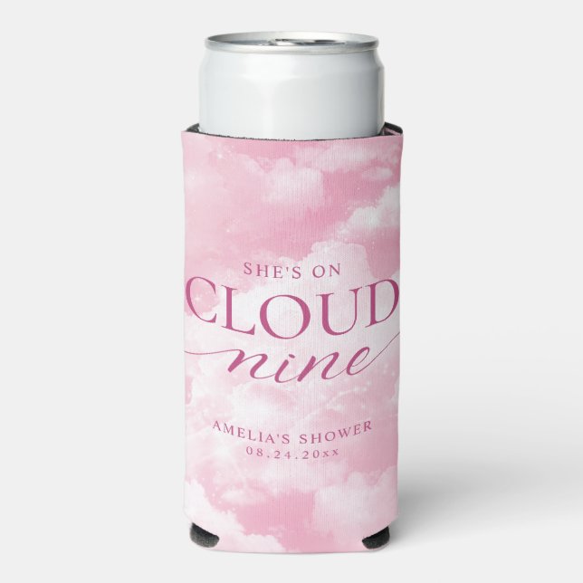 Sie ist auf Cloud Nine Pink Brautparty Selters Dosenkühler (Seltzer Vorderseite)