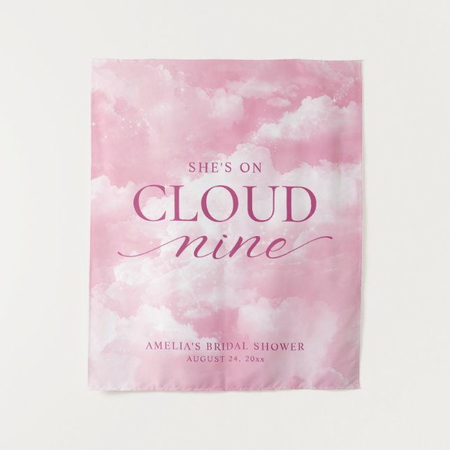 Sie ist auf Cloud Nine Pink Brautparty Wandteppich (Vorderseite)