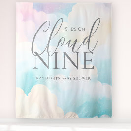 Sie ist auf der Cloud Nine Baby Shower Backdrop Wandteppich