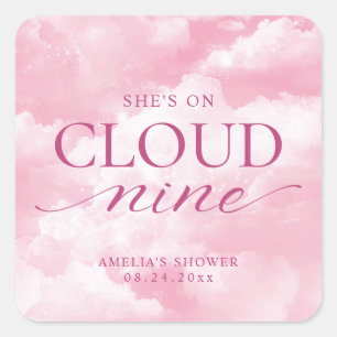 Sie ist auf Wolke 7 Pink Junggesellinnenabschied Quadratischer Aufkleber