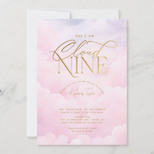 Sie ist auf Wolke 9 Neun Rosa Elegante Bridal Show Einladung
