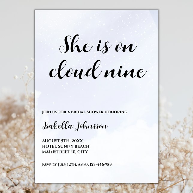 Sie ist auf wolkigen neun Minimalistischen Brautpa Einladung (she is om cloud nine bridal shower invitation cloud 9 bridal shower invitations elegant minimalist)