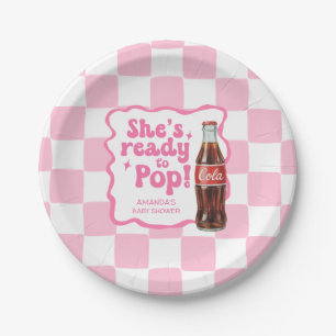 Sie ist bereit, Baby Shower Rosa Teller zu platzen