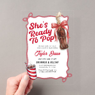 Sie ist bereit, Cola-Flaschen-Baby-Shower zu knall Acryleinladungen