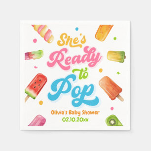 Sie ist bereit, das Baby Shower Popsicle zu platze Serviette