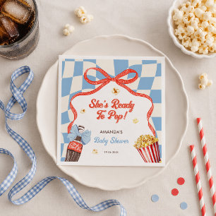 Sie ist bereit, die Soda-Cola-Retro-Baby-Party zu Serviette