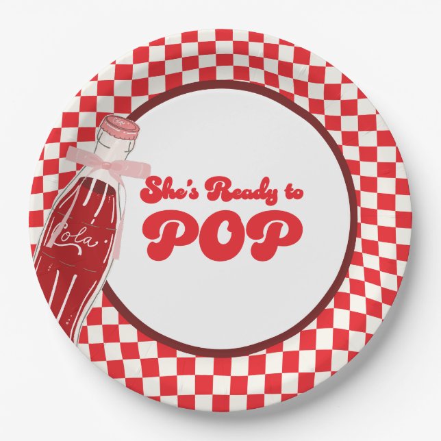 Sie ist bereit, eine Soda-Cola-Babydusche Pop Pappteller (Vorderseite)