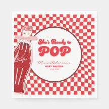 Sie ist bereit, eine Soda-Cola-Babydusche Pop