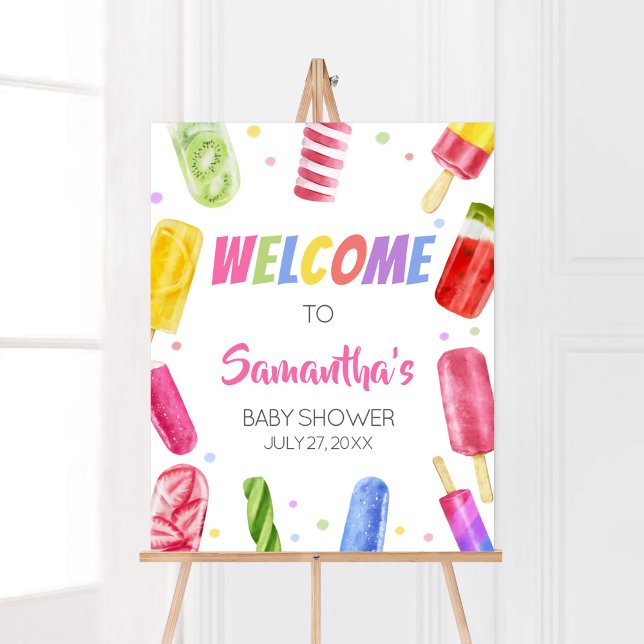 Sie ist bereit für Pop Babydusche Willkommen Poster (Popsicle Baby Shower Welcome Sign)