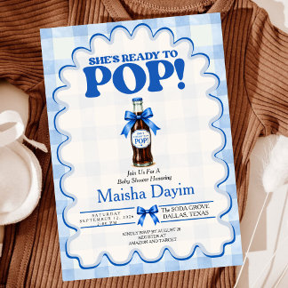 Sie ist bereit, Limonade Blau Gingham Baby Shower Einladung