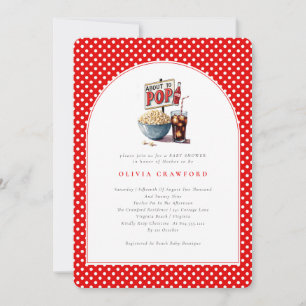 Sie ist bereit, Retro-Popcorn-Foto-Baby-Party zu p Einladung