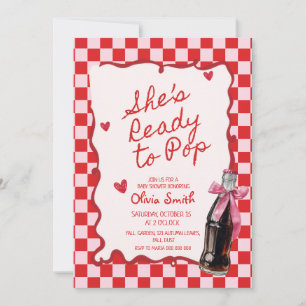Sie ist bereit, Soda rosa & rot Baby Shower zu spr Einladung