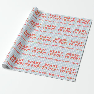 Sie ist bereit zu platzen Baby Shower Blau Retro G Geschenkpapier