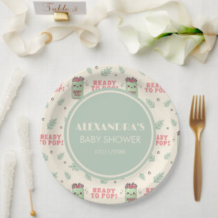 Sie ist bereit zu platzen Baby Shower Boho Kawaii Pappteller