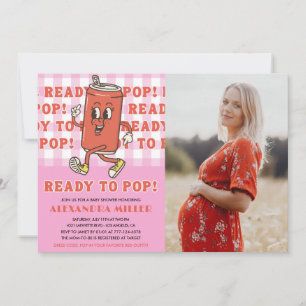 Sie ist bereit zu platzen Baby Shower Pink Gingham Einladung