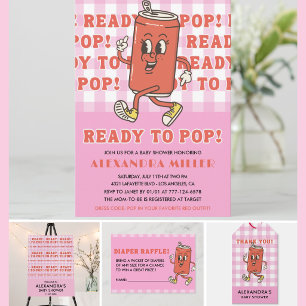 Sie ist bereit zu platzen Baby Shower Retro Pink G Einladung