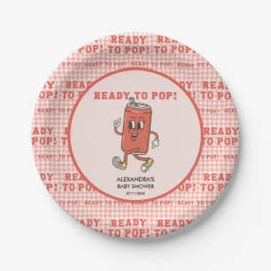 Sie ist bereit zu platzen Baby Shower Rot Gingham Pappteller