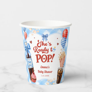 Sie ist bereit zu platzen Soda Blau Gingham Babypa Pappbecher