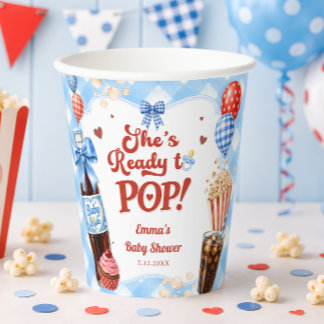 Sie ist bereit zu platzen Soda Blau Gingham Babypa Pappbecher