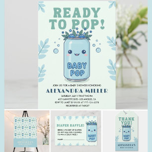 Sie ist bereit zu poppen Baby Shower Blau Boho Kaw Einladung