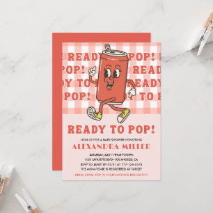 Sie ist bereit zu poppen Baby Shower Retro Rot Gin Einladung