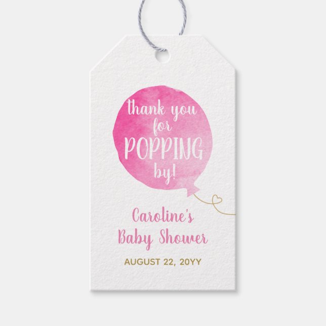 Sie ist bereit zum Pop Baby Boy Dusche Pink Geschenkanhänger (Vorderseite)