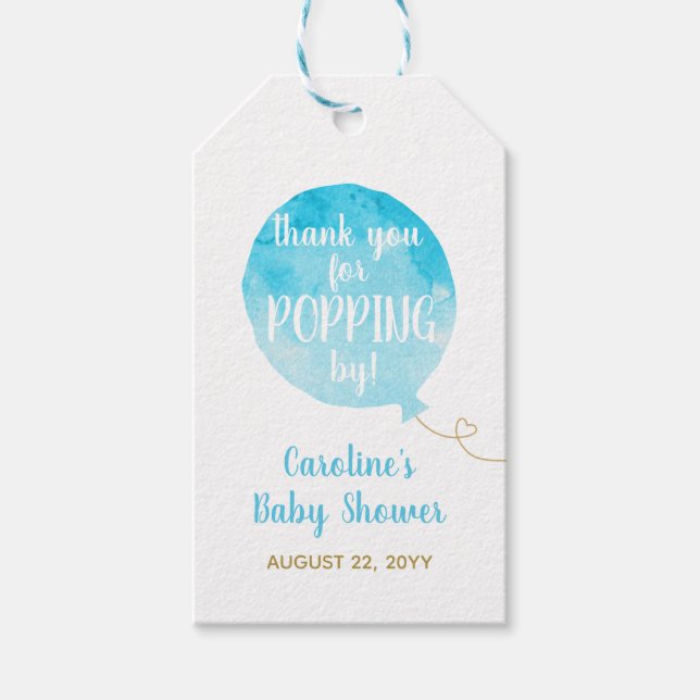 Sie ist bereit zum Pop Baby Boy Shower Blue Geschenkanhänger (Vorderseite)