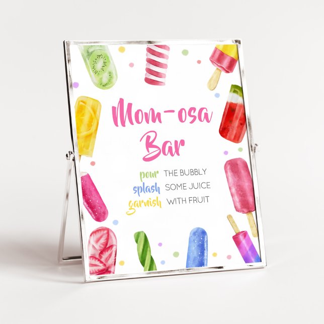 Sie ist bereit zum Pop Baby Dusche Mama Osa Bar Poster (Popsicle Baby Shower Mom Osa Bar Sign)