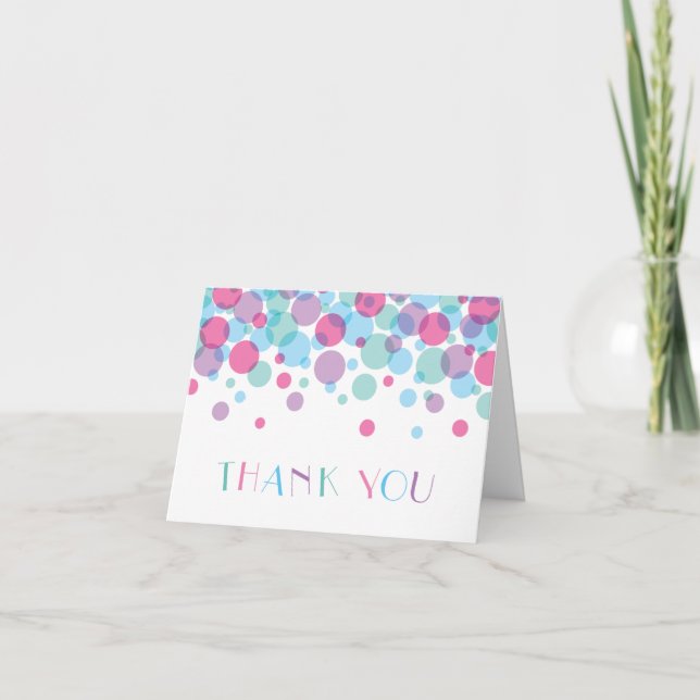 Sie ist bereit zum Pop Baby Shower Polka Dots Dankeskarte (Vorderseite)