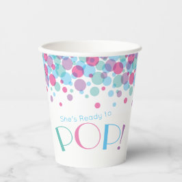 Sie ist bereit zum Pop Baby Shower Polka Dots Pappbecher