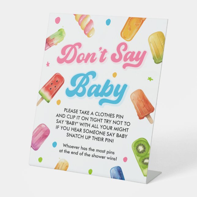 Sie ist bereit zum Pop Babydusche Don't Say Baby G Sockelschild (Vorderseite)