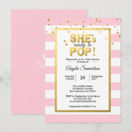 Sie ist bereit zum POP Gold Pink Girl Babydusche Einladung