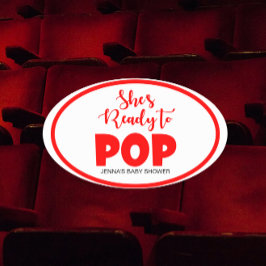 Sie ist bereit zum Pop ovaler Personalisierter Sti Aufkleber