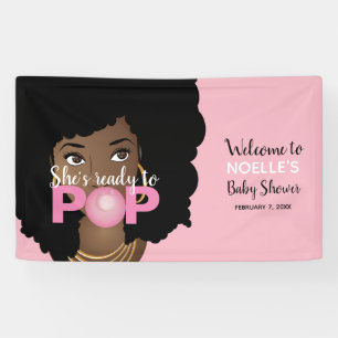 Sie ist bereit zum Pop Pink Baby Shower Natural Ha Banner