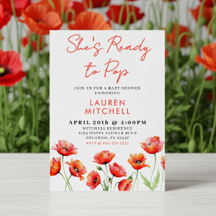 Sie ist bereit zum Pop Poppy Blume Spring Baby Dus Einladung