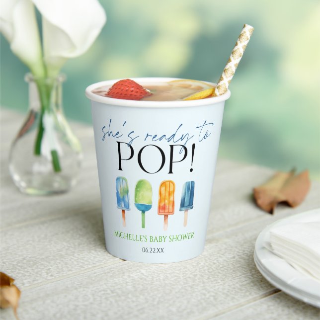 Sie ist bereit zum Pop! Popsicle Baby Dusche Pappbecher (In Situ)