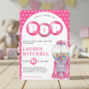 Sie ist bereit zum Pop von Bubblegum Pink Girl Bab Einladung