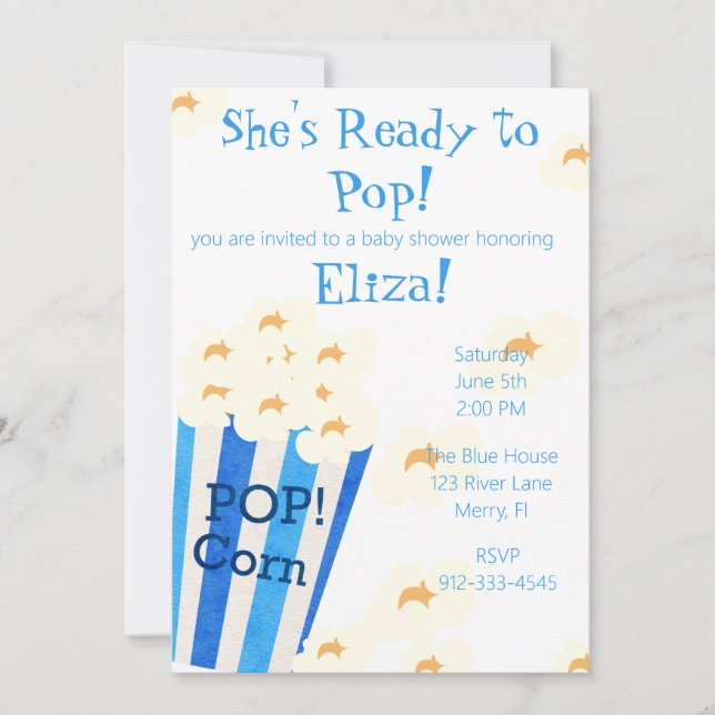 Sie ist bereit zum Pop von Mais Einladung (Vorderseite)