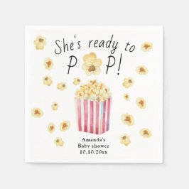 Sie ist bereit zum Pop Watercolor Popcorn Babydusc Serviette