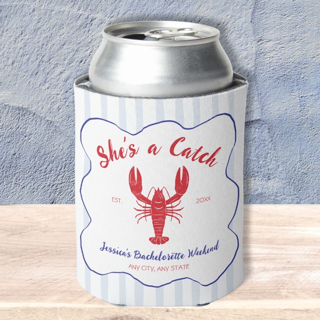 Sie ist Catch Hummer Junggeselinnen-Abschied Dosenkühler (She’s a Catch Lobster Bachelorette Party Can Cooler)