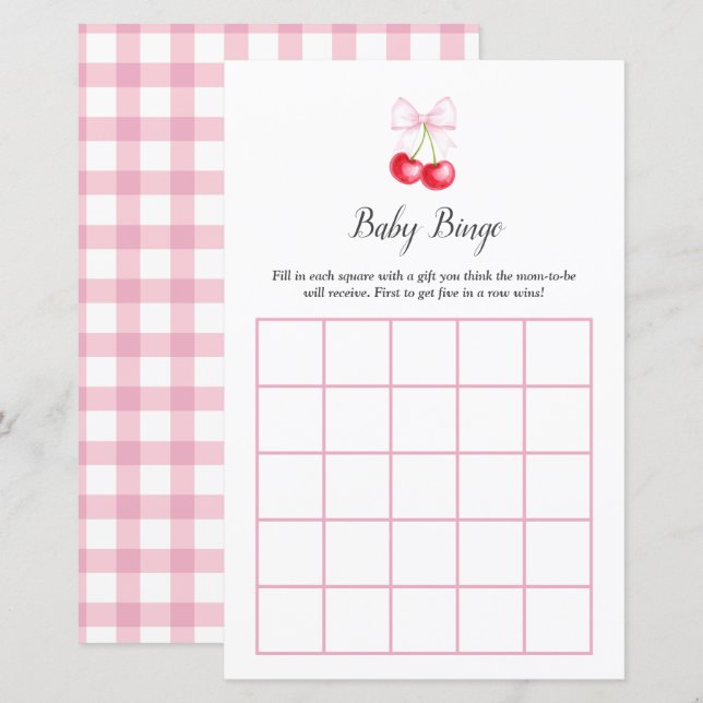 Sie ist das Cherry On Top Baby Dusche Bingo Spiel (Vorne/Hinten)